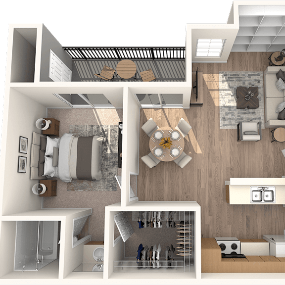 Thumbnail 1 of 2 1 bed 1 bathroom Willow Floor Plan  | Village Oaks at Village Oaks Apartments, Austin, TX