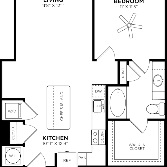 Thumbnail 2 of 2 1 bed 1 bath floor plan at Glenwood at Grant Park, Georgia