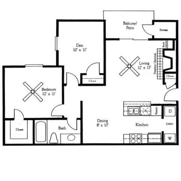 Thumbnail 2 of 2 2 bed 1 bathChestnut Floor Plan at Village Oaks Apartments, Austin, Texas