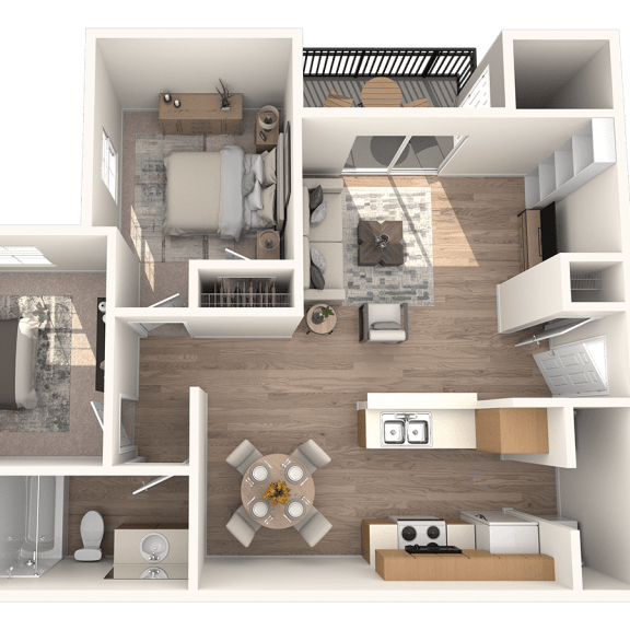 Thumbnail 1 of 2 2 bed 1 bathroom Chestnut Floor Plan | Village Oaks at Village Oaks Apartments, Austin, 78759