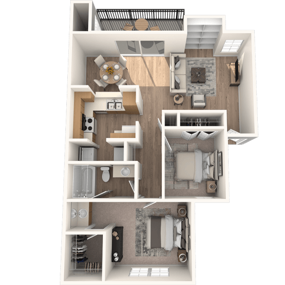 Thumbnail 1 of 2 2 bed 1 bathroom Evergreen Floor Plan | Village Oaks at Village Oaks Apartments, Austin