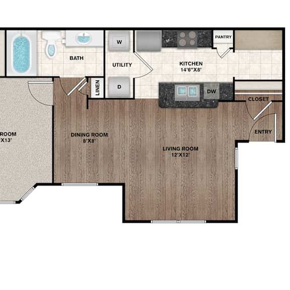 Thumbnail 2 of 2 A1_1 Floor Plan at Flats on Chapel Apartments, Waco, TX, 76712