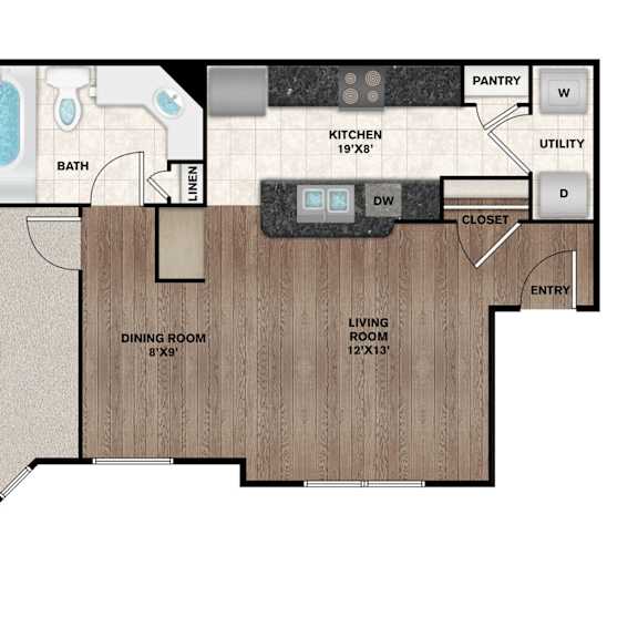 Thumbnail 2 of 2 A2_1 Floor Plan at Flats on Chapel Apartments, Waco, TX