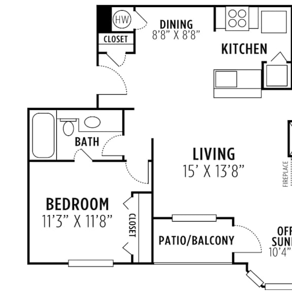 Thumbnail 2 of 2 two bedroom floor plan in Lithia Springs, GA