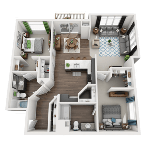 Thumbnail 1 of 2 a1 floor plan  1 bedroom  1199 square feetat SoRoc On Maine, Rochester, MN 55904