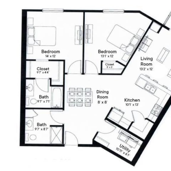 Thumbnail 2 of 2 a floor plan of a small house with bedrooms and a living room