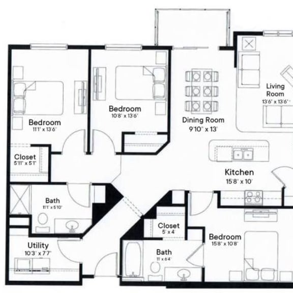 Thumbnail 2 of 2 a floor plan of a house with bedrooms and bathrooms