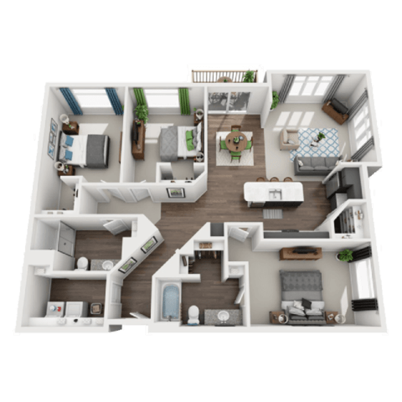 Thumbnail 1 of 2 a 3 bedroom floor plan with a bathroom and a living room