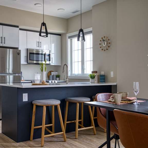 interior - wide shot of kitchen.