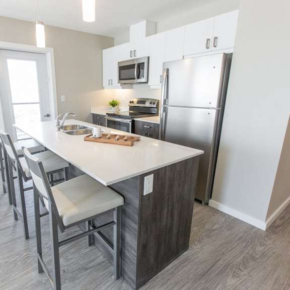 interior - wide shot of kitchen.