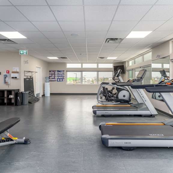 fitness center at g17 apartments at tamarack, edmonton, ab