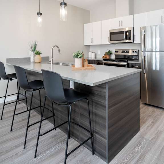 interior - wide shot of kitchen.