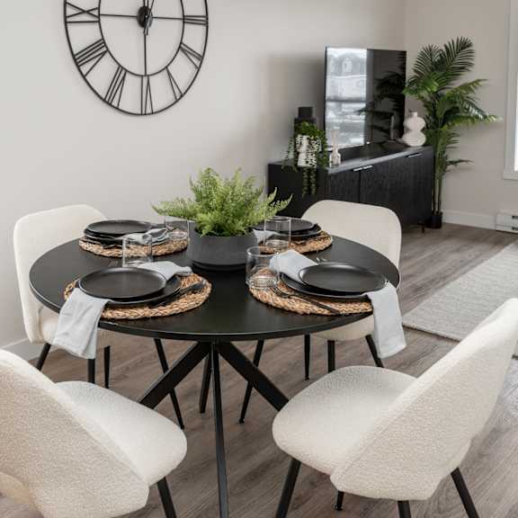 elegant dining space at latitude 49 townhomes, winnipeg, mb