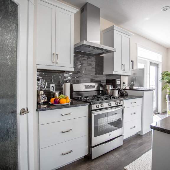 interior - wide shot of kitchen.