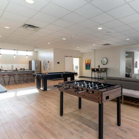foosball table at g17 apartments at tamarack, edmonton