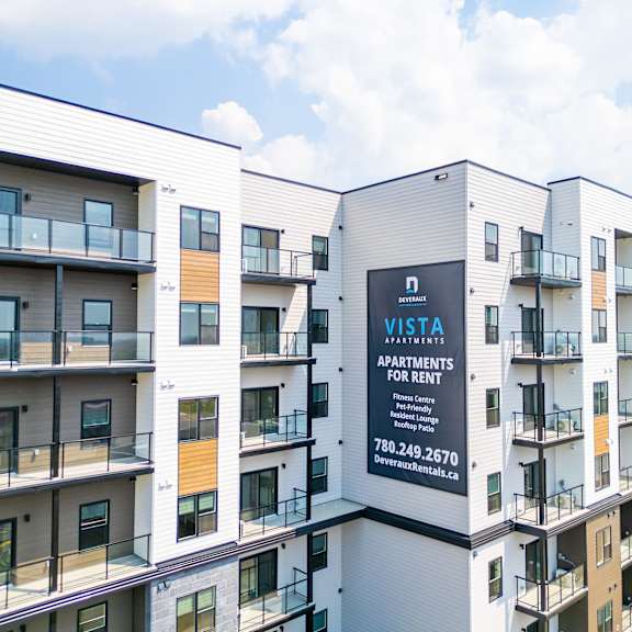 building exterior view at vista apartments at edgemont, edmonton