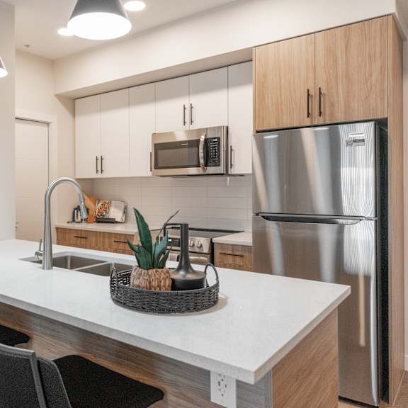 island kitchen at vista apartments at edgemont, edmonton, ab
