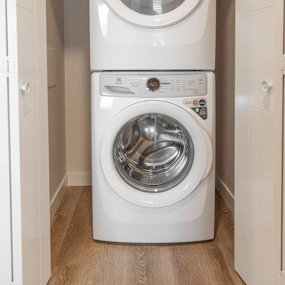 washer dryer in unit at vista apartments at edgemont, alberta
