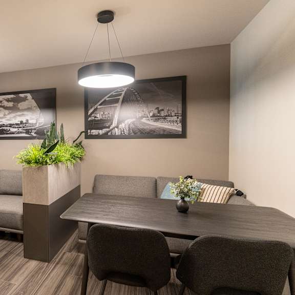 a modern dining area at vista apartments at edgemont, edmonton, ab
