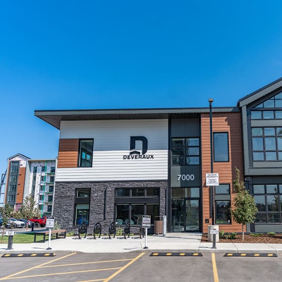 a modern building with the number 7000 on it.