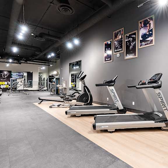 a gym with treadmills and exercise equipment.at raymond block, edmonton