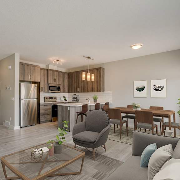 the preserve at ballantyne commons apartment living room and kitchen