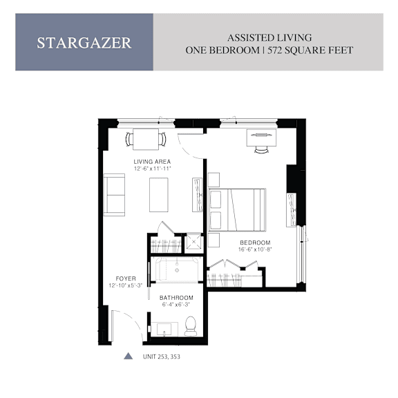 Thumbnail 2 of 2 A floor plan for a one bedroom apartment at Lilythrone.