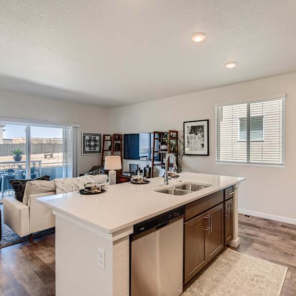 our apartments offer a kitchen and living room with a balcony