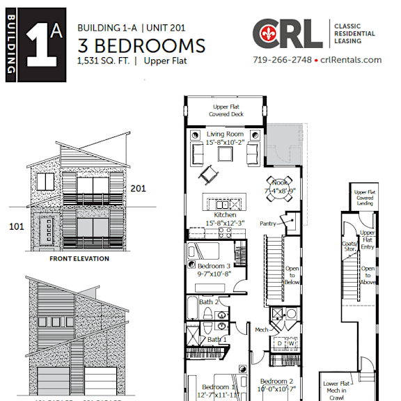 a drawing of a 3 bedroom apartment with a garage is shown.