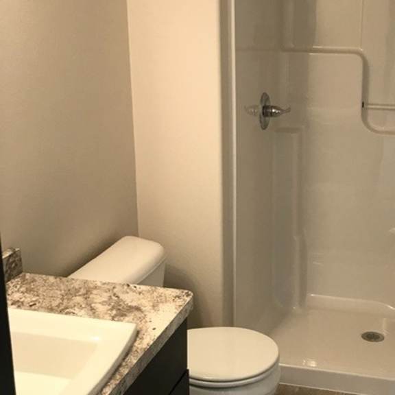 a white toilet sits next to a sink in a bathroom.