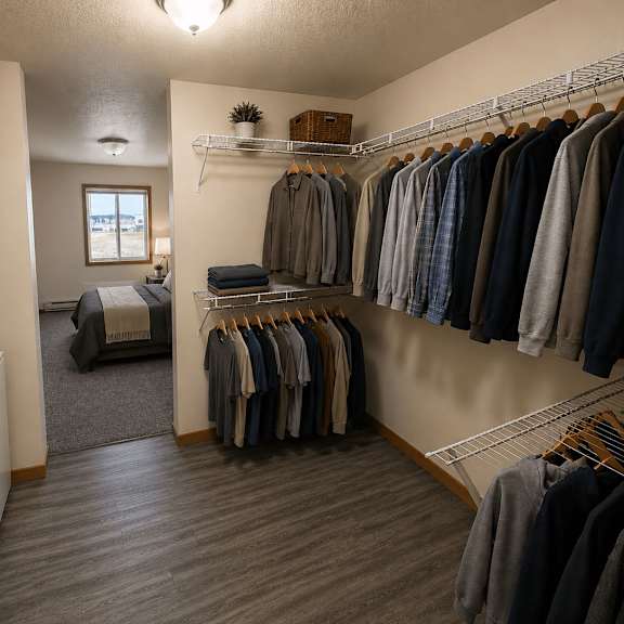 a laundry room with a washer and dryer and a bed.