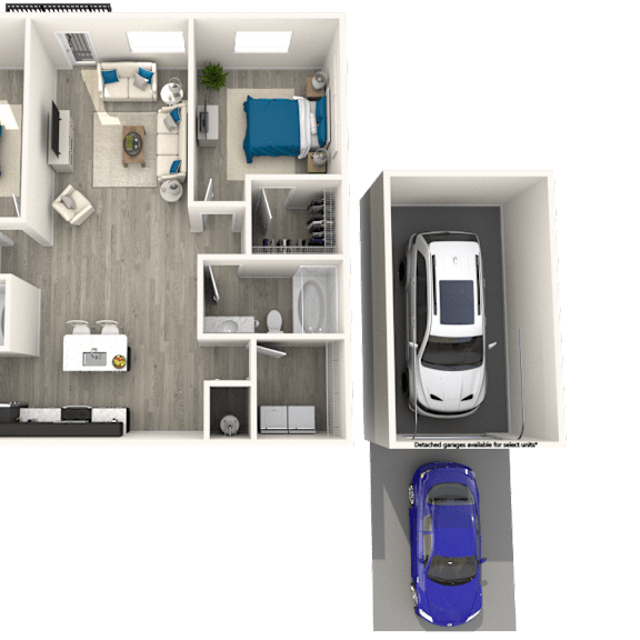 Thumbnail 1 of 2 a rendering of a 3 bedroom floor plan with a car in the garage