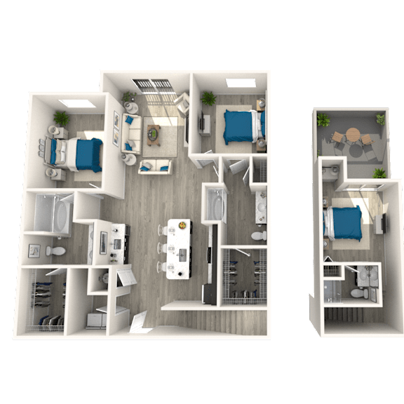 Thumbnail 2 of 2 a 3176 sq ft apartment is shown with three views of the floor plan