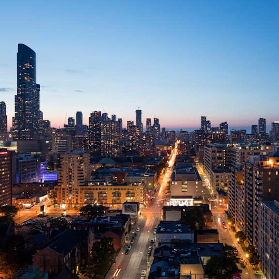 a view of the city at night