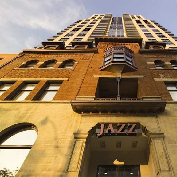 a view of the front of the building from the street