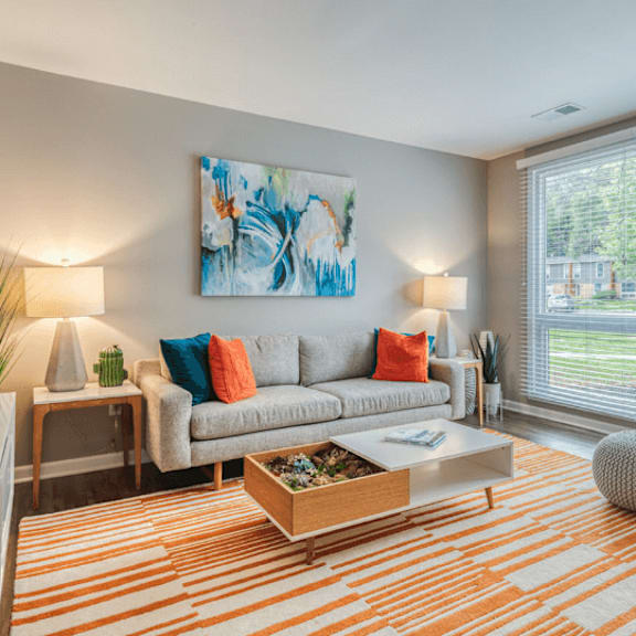 our apartments offer a living room at the view apartments st charles, illinois, 60174