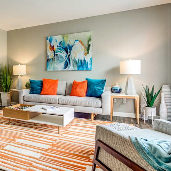 living room at the view apartments st charles, st charles, illinois