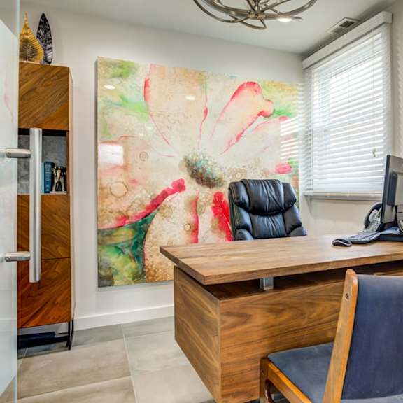 wooden table and chair at the view apartments st charles, illinois