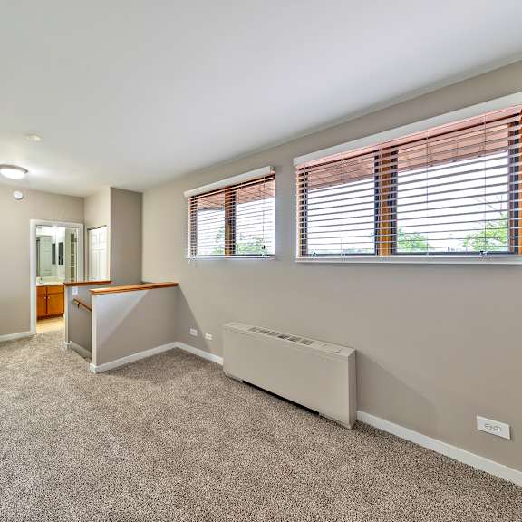 grey walls of living room at oak park city, illinois, 60301