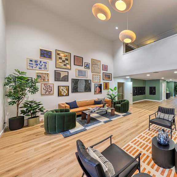 lobby with seating and high ceilings at oak park city, oak park, il