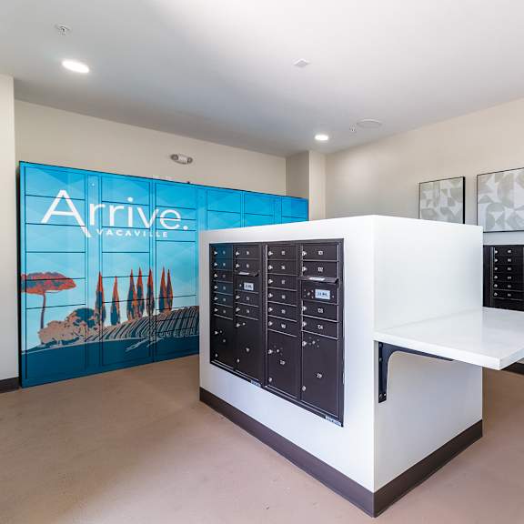 mail room with parcel lockers