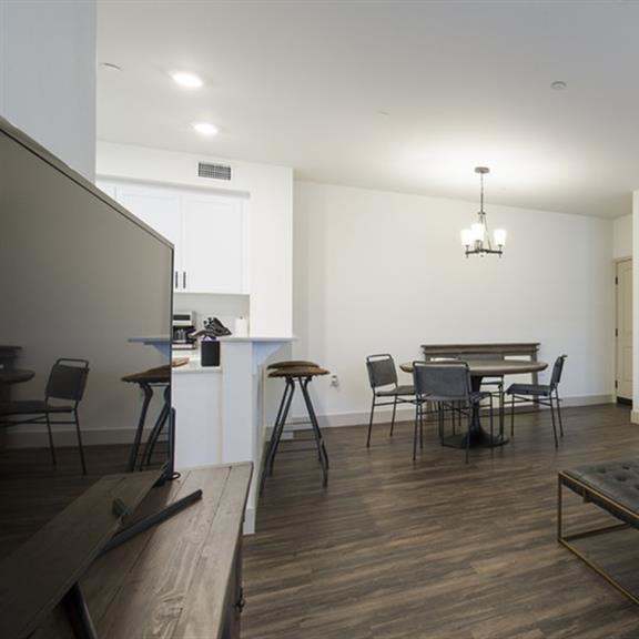 living room with dining area at arrive los carneros, goleta, ca