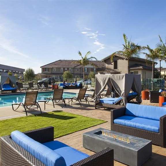 outdoor firepit patio at arrive los carneros, goleta, california