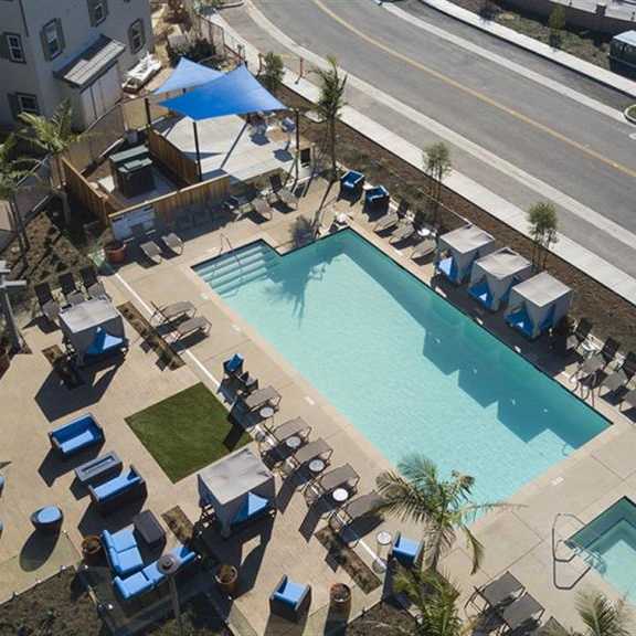 aerial pool view at arrive los carneros, goleta, ca, 93117