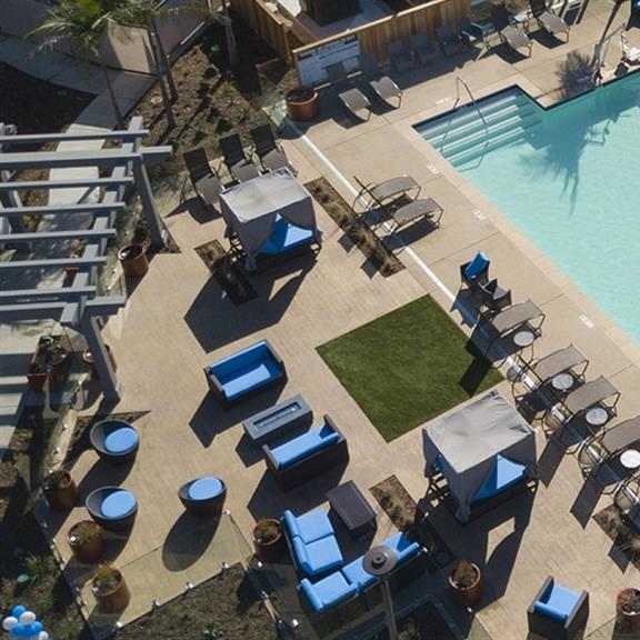aerial pool view at arrive los carneros ii, goleta, california