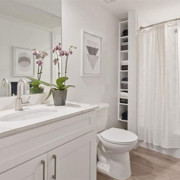 bathroom with vanity lights at arrive los carneros ii, goleta, ca, 93117