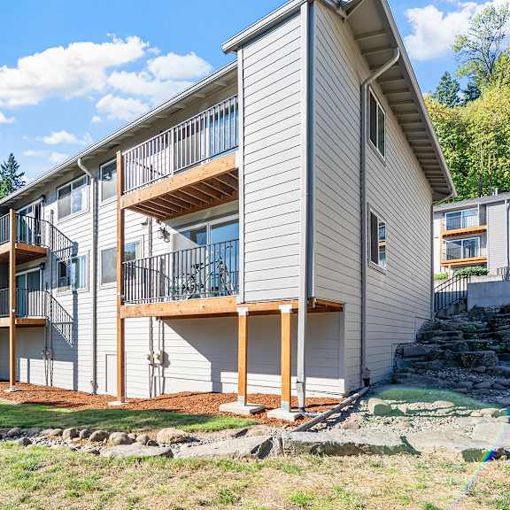 apartment exterior with trees
