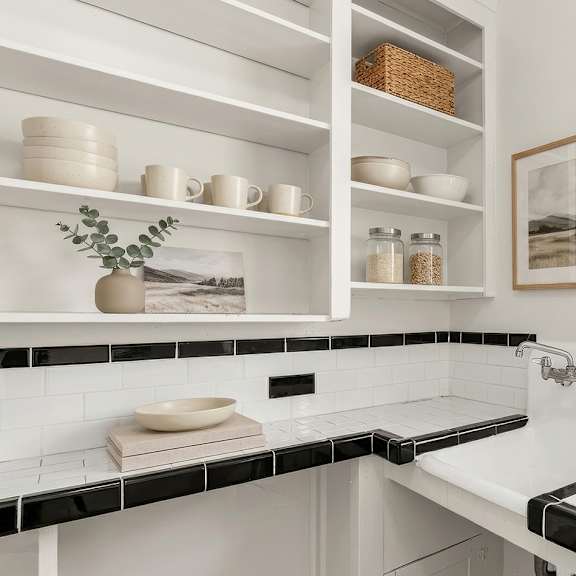 a white bathroom with a window and a sink.