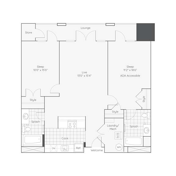 Thumbnail 7 of 9 B6 2bd 2bth_1100sqft