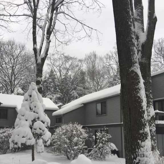 snowfall  at little eagle bay apartments, burlington, vermont